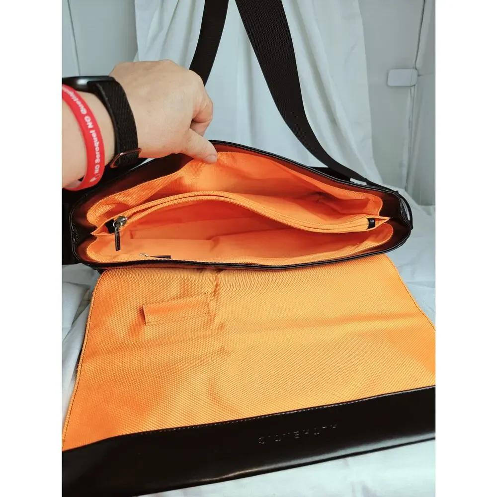 J.Fold J. Fold Black Leather Messenger bag Orange interior 2008
